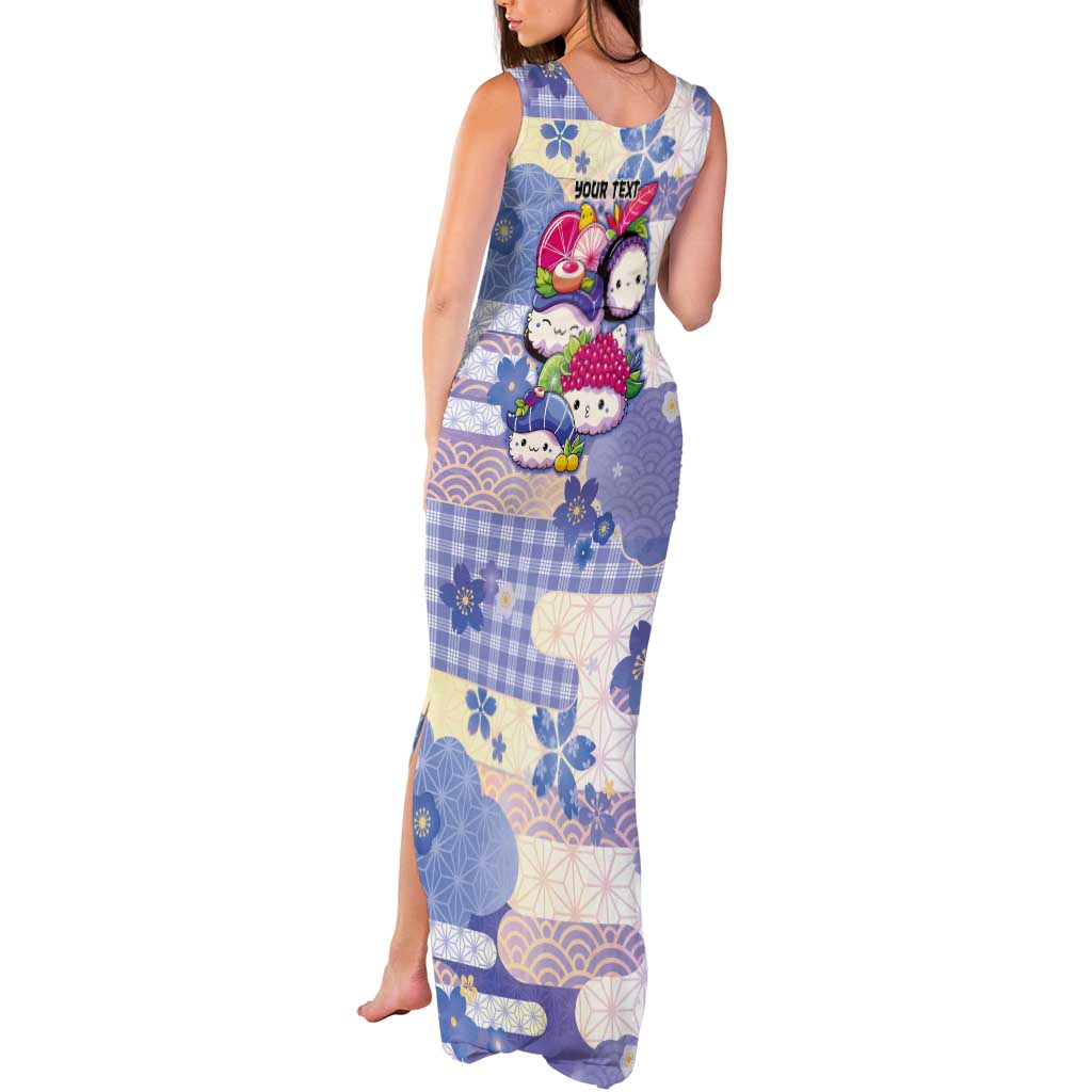 Personalized Japanese Kawaii Sushi Tank Maxi Dress Blue Wagara Palaka This Is How I Roll LT9 - Polynesian Pride