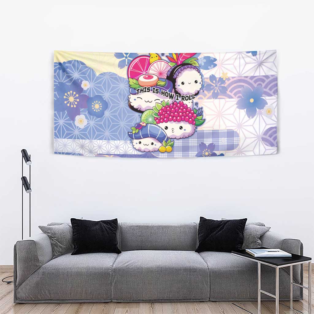Japanese Kawaii Sushi Tapestry Blue Wagara Palaka This Is How I Roll LT9 - Polynesian Pride