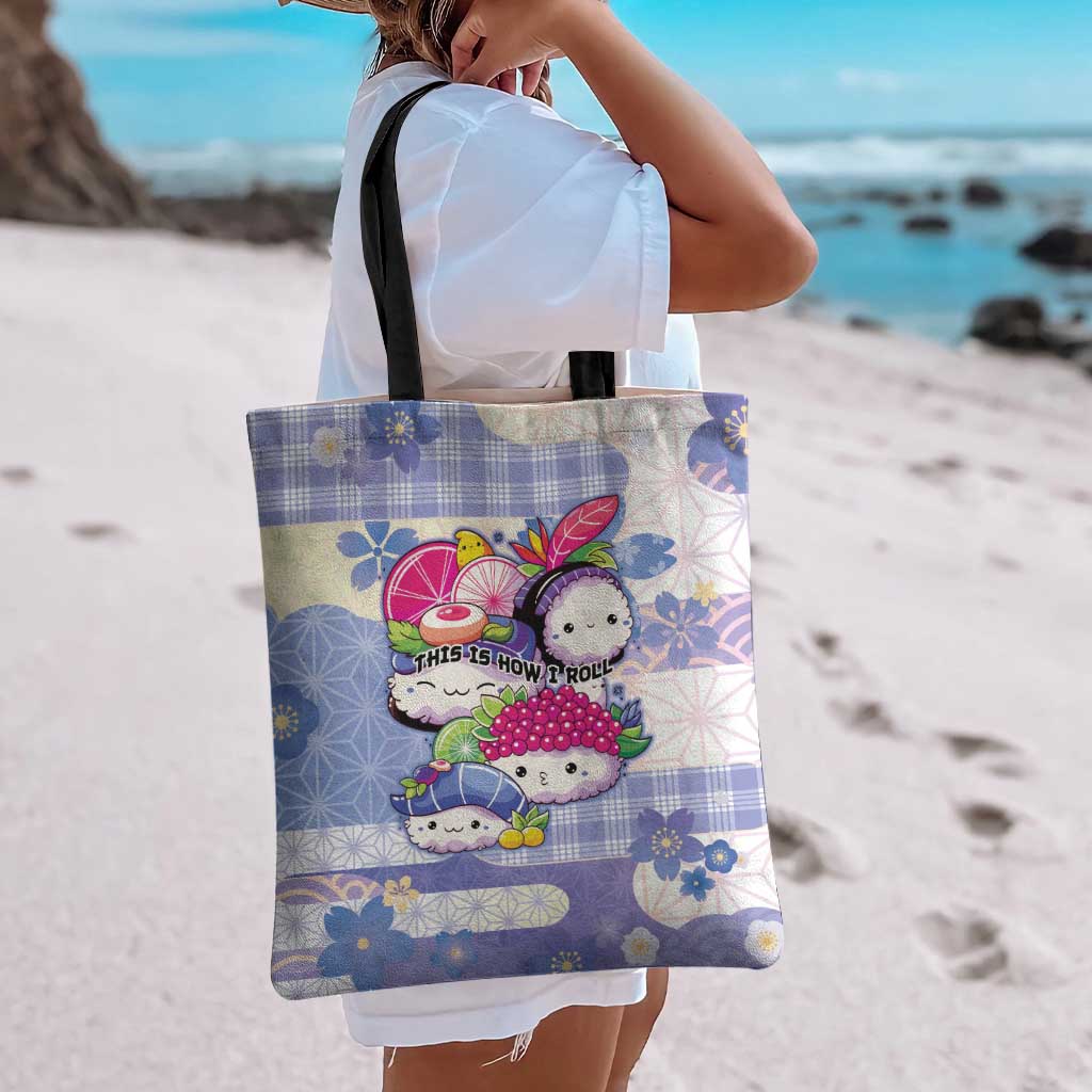 Japanese Kawaii Sushi Tote Bag Blue Wagara Palaka This Is How I Roll LT9 - Polynesian Pride