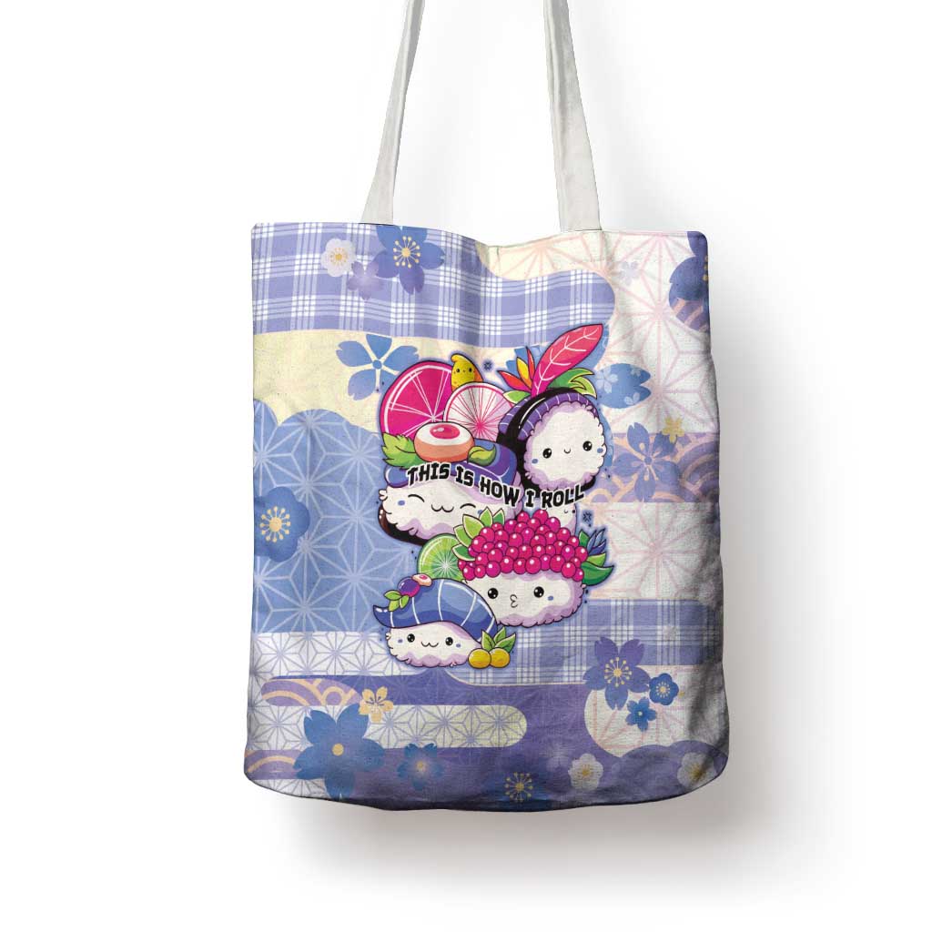 Japanese Kawaii Sushi Tote Bag Blue Wagara Palaka This Is How I Roll LT9 - Polynesian Pride