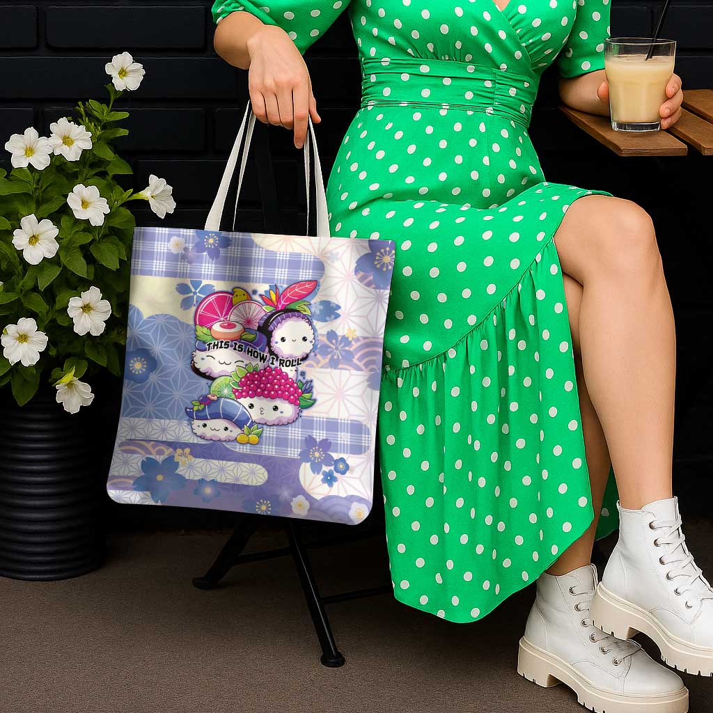 Japanese Kawaii Sushi Tote Bag Blue Wagara Palaka This Is How I Roll LT9 - Polynesian Pride