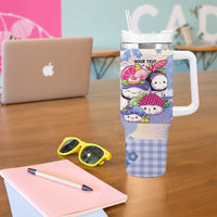 Personalized Japanese Kawaii Sushi Tumbler With Handle Blue Wagara Palaka This Is How I Roll LT9 - Polynesian Pride