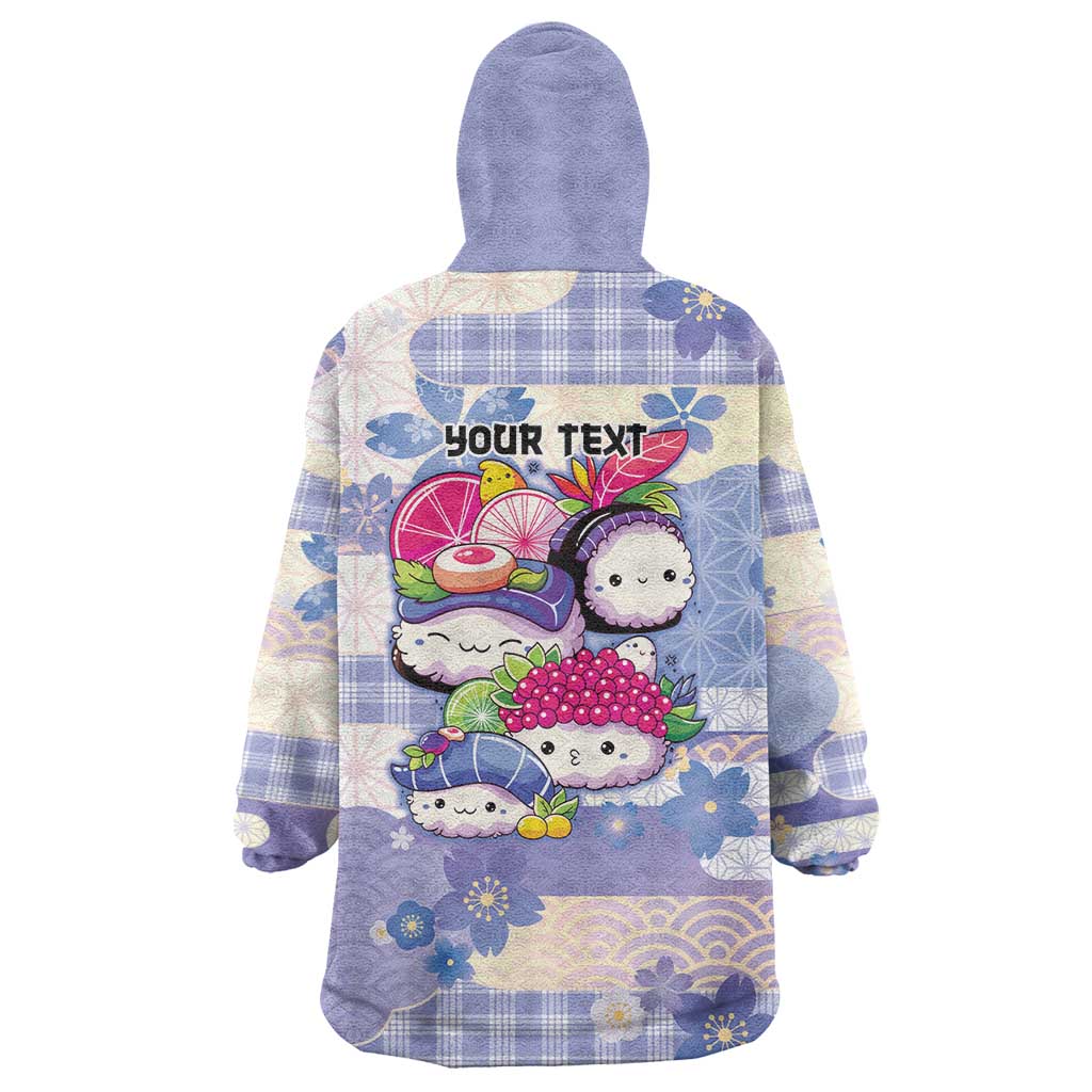 Personalized Japanese Kawaii Sushi Wearable Blanket Hoodie Blue Wagara Palaka This Is How I Roll LT9 - Polynesian Pride