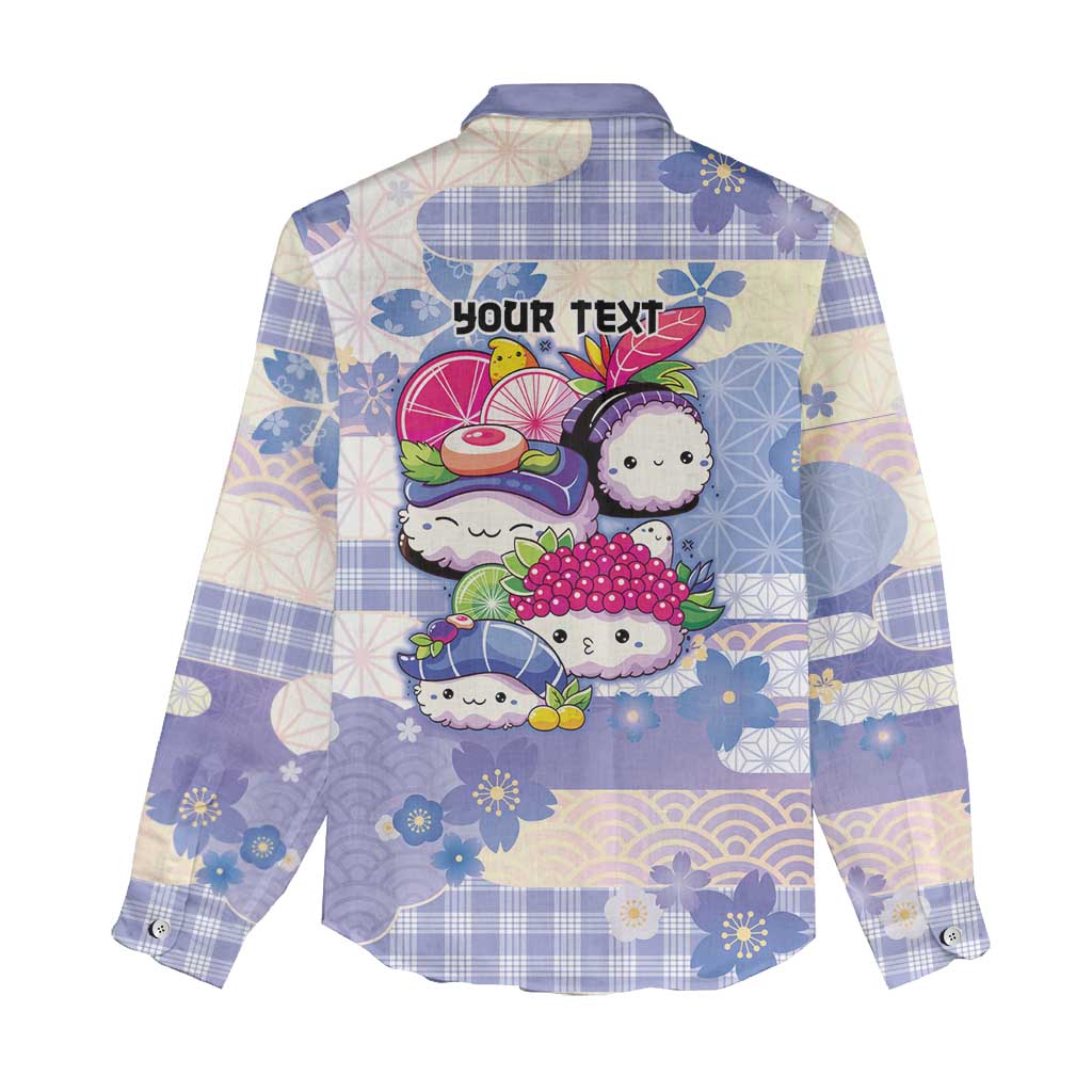 Personalized Japanese Kawaii Sushi Women Casual Shirt Blue Wagara Palaka This Is How I Roll LT9 - Polynesian Pride