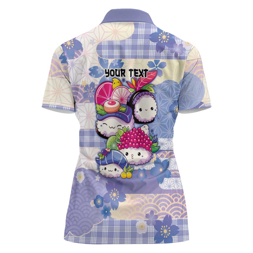 Personalized Japanese Kawaii Sushi Women Polo Shirt Blue Wagara Palaka This Is How I Roll LT9 - Polynesian Pride