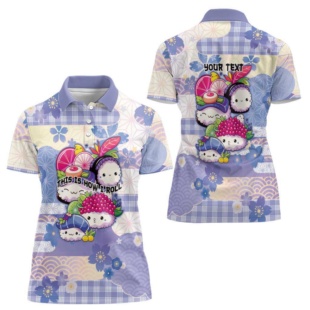 Personalized Japanese Kawaii Sushi Women Polo Shirt Blue Wagara Palaka This Is How I Roll LT9 - Polynesian Pride