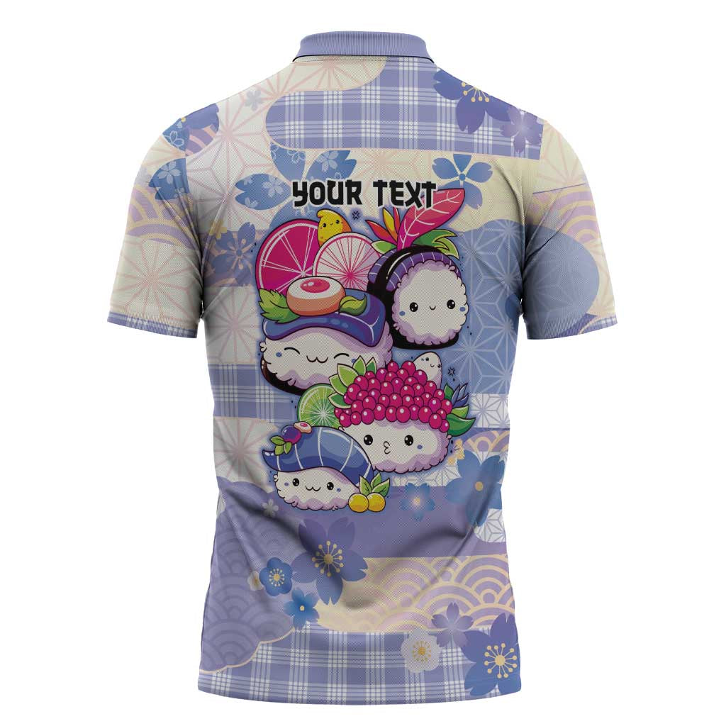 Personalized Japanese Kawaii Sushi Zipper Polo Shirt Blue Wagara Palaka This Is How I Roll LT9 - Polynesian Pride