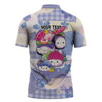 Personalized Japanese Kawaii Sushi Zipper Polo Shirt Blue Wagara Palaka This Is How I Roll LT9 - Polynesian Pride