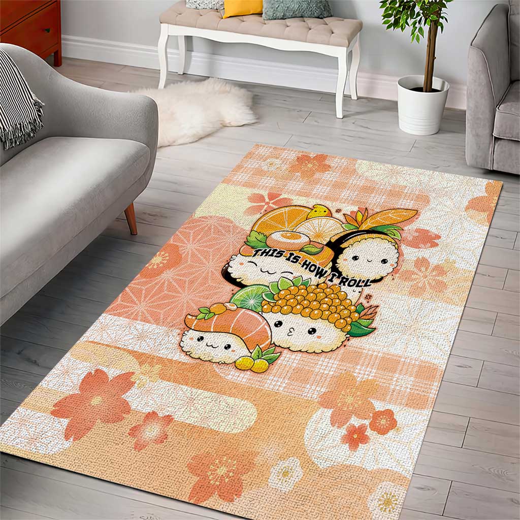 Japanese Kawaii Sushi Area Rug Peach Wagara Palaka This Is How I Roll LT9 - Polynesian Pride