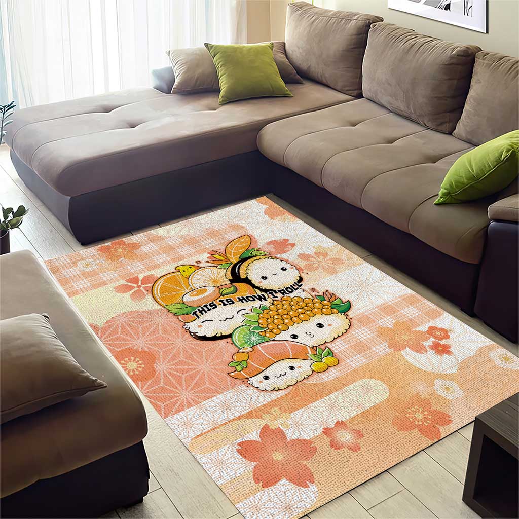 Japanese Kawaii Sushi Area Rug Peach Wagara Palaka This Is How I Roll LT9 - Polynesian Pride