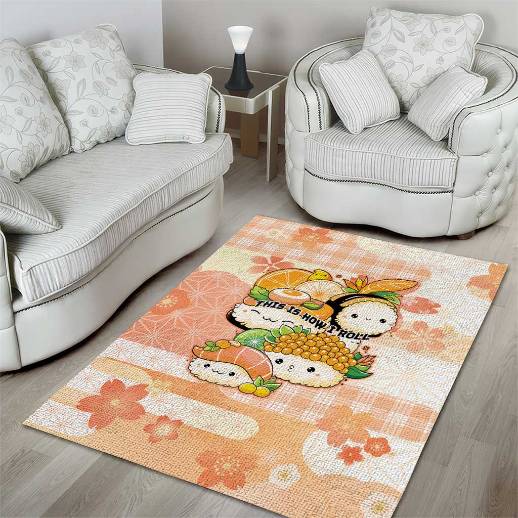 Japanese Kawaii Sushi Area Rug Peach Wagara Palaka This Is How I Roll LT9 - Polynesian Pride