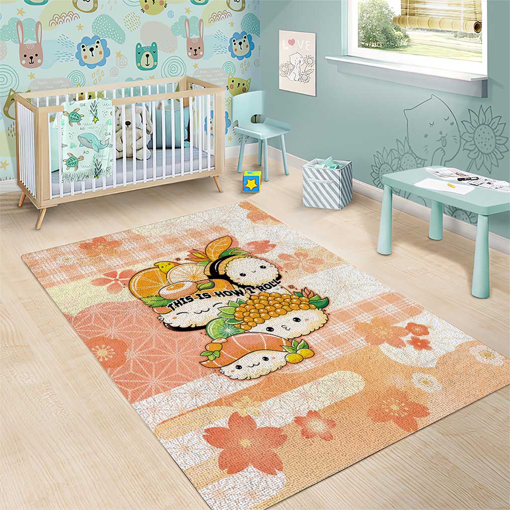Japanese Kawaii Sushi Area Rug Peach Wagara Palaka This Is How I Roll LT9 - Polynesian Pride