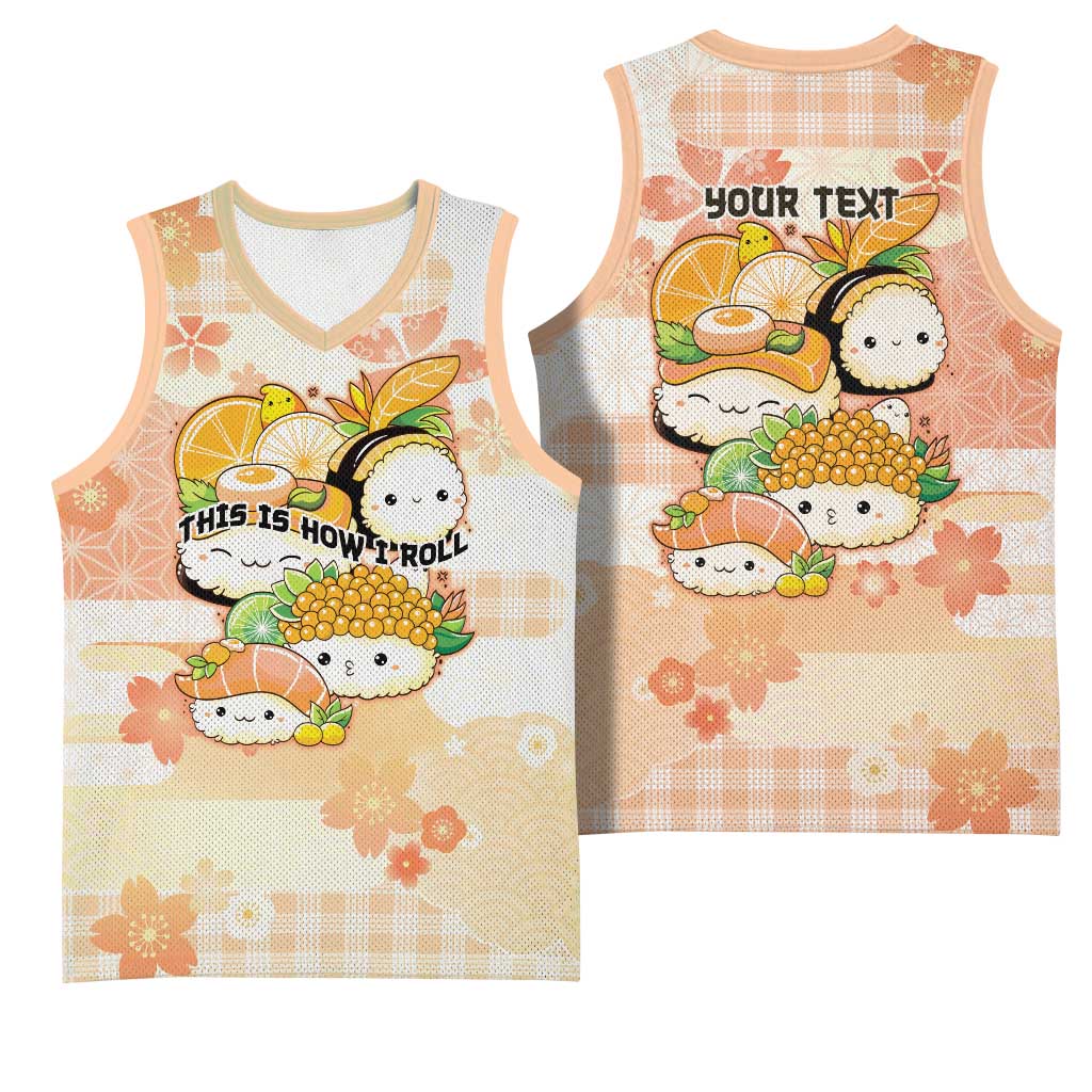 Personalized Japanese Kawaii Sushi Basketball Jersey Peach Wagara Palaka This Is How I Roll LT9 - Polynesian Pride