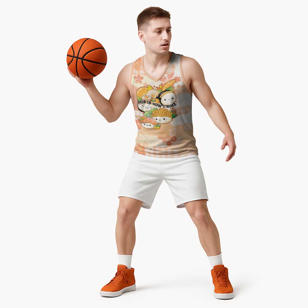 Personalized Japanese Kawaii Sushi Basketball Jersey Peach Wagara Palaka This Is How I Roll LT9 - Polynesian Pride
