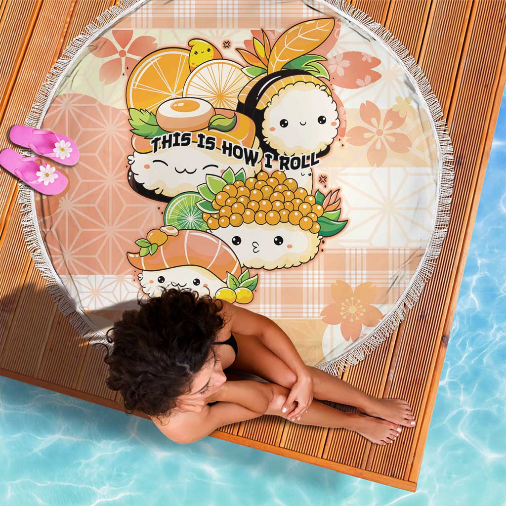 Japanese Kawaii Sushi Beach Blanket Peach Wagara Palaka This Is How I Roll LT9 - Polynesian Pride