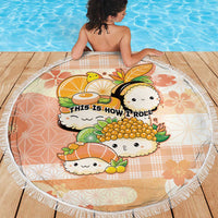 Japanese Kawaii Sushi Beach Blanket Peach Wagara Palaka This Is How I Roll LT9 - Polynesian Pride