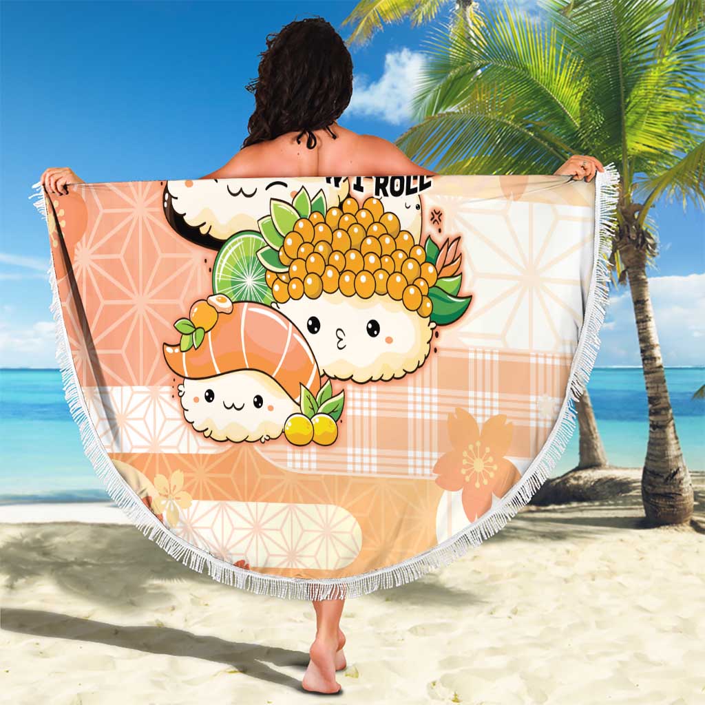 Japanese Kawaii Sushi Beach Blanket Peach Wagara Palaka This Is How I Roll LT9 - Polynesian Pride