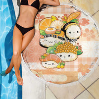 Japanese Kawaii Sushi Beach Blanket Peach Wagara Palaka This Is How I Roll LT9 - Polynesian Pride