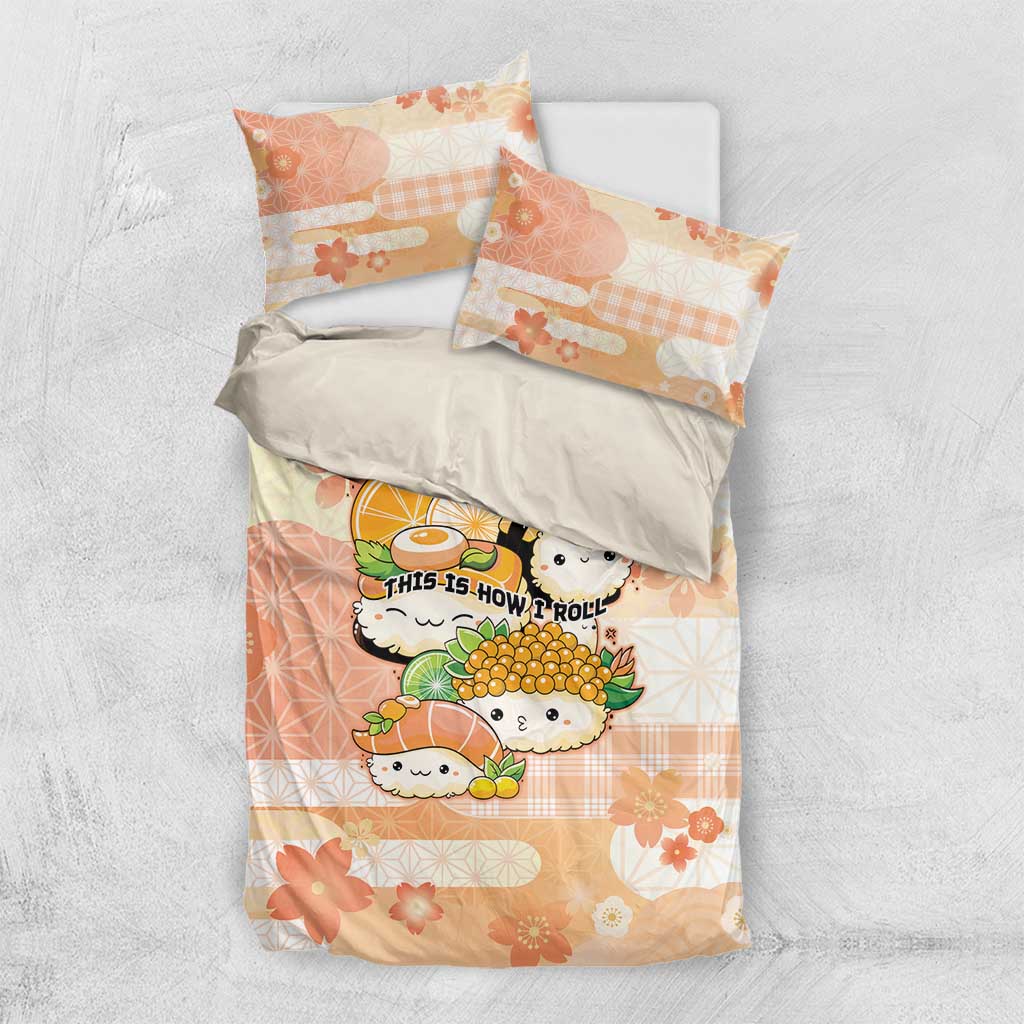 Japanese Kawaii Sushi Bedding Set Peach Wagara Palaka This Is How I Roll LT9 US Twin 172cm x 218cm Peach - Polynesian Pride