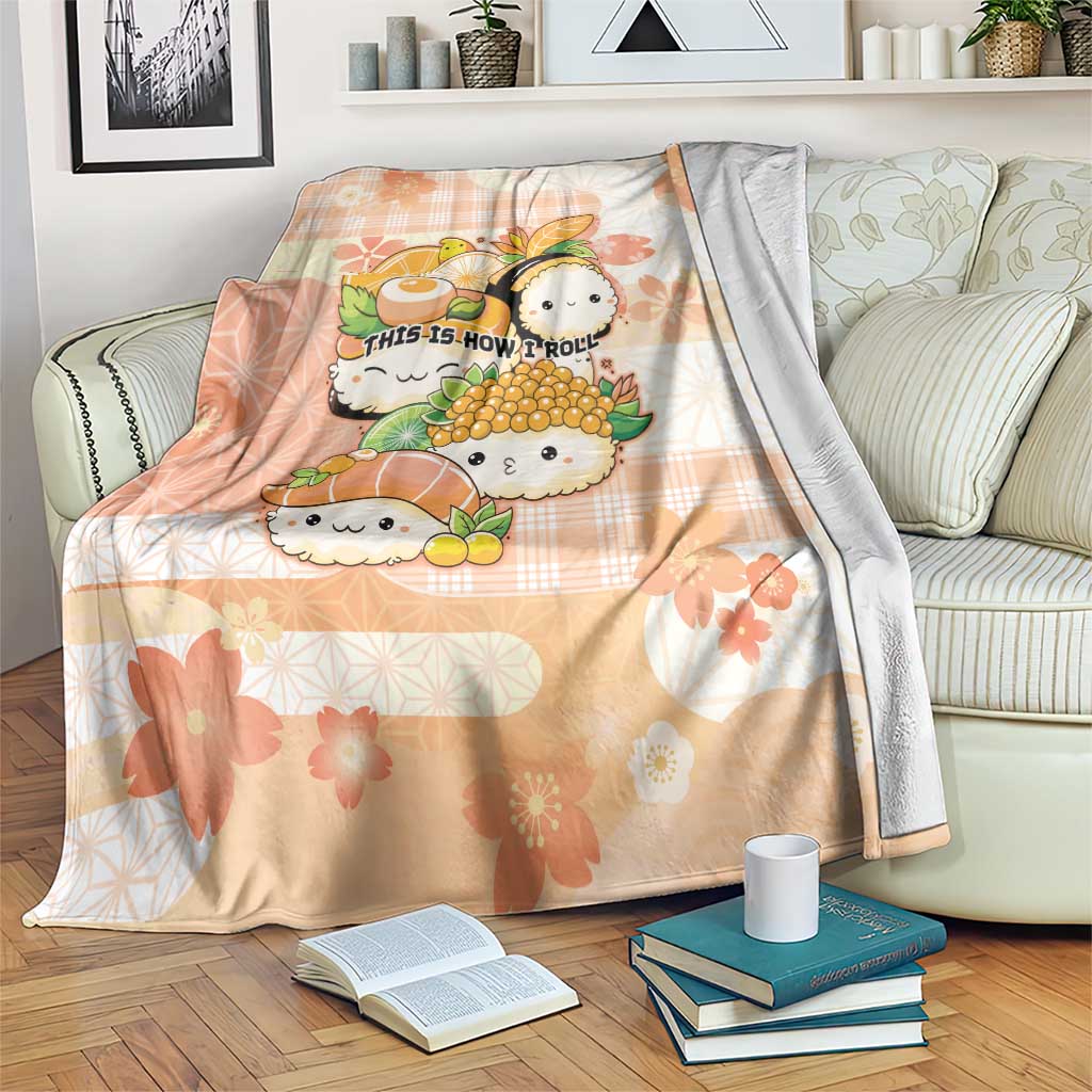 Japanese Kawaii Sushi Blanket Peach Wagara Palaka This Is How I Roll LT9 Peach - Polynesian Pride