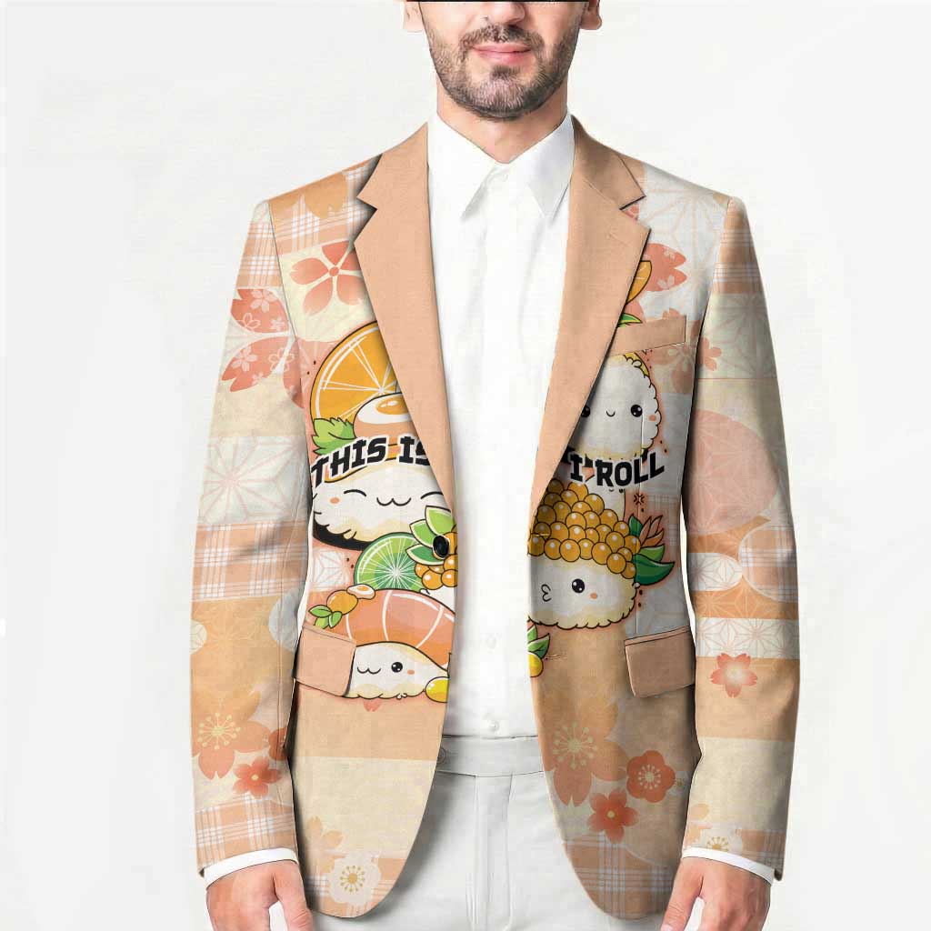 Personalized Japanese Kawaii Sushi Blazer Peach Wagara Palaka This Is How I Roll LT9 - Polynesian Pride