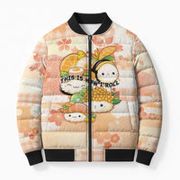 Personalized Japanese Kawaii Sushi Bomber Puffer Jacket Peach Wagara Palaka This Is How I Roll LT9 Unisex Peach - Polynesian Pride