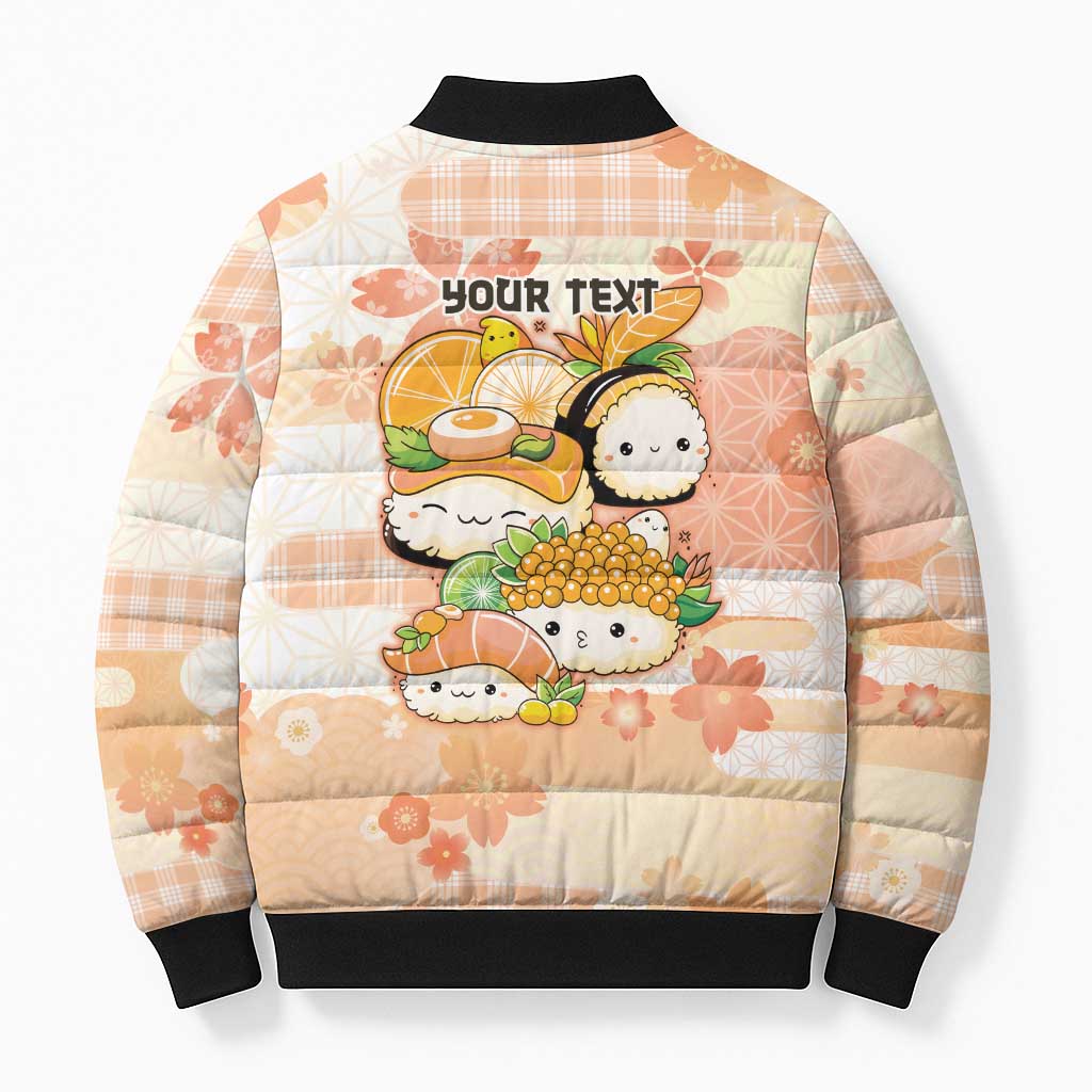 Personalized Japanese Kawaii Sushi Bomber Puffer Jacket Peach Wagara Palaka This Is How I Roll LT9 - Polynesian Pride