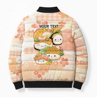 Personalized Japanese Kawaii Sushi Bomber Puffer Jacket Peach Wagara Palaka This Is How I Roll LT9 - Polynesian Pride