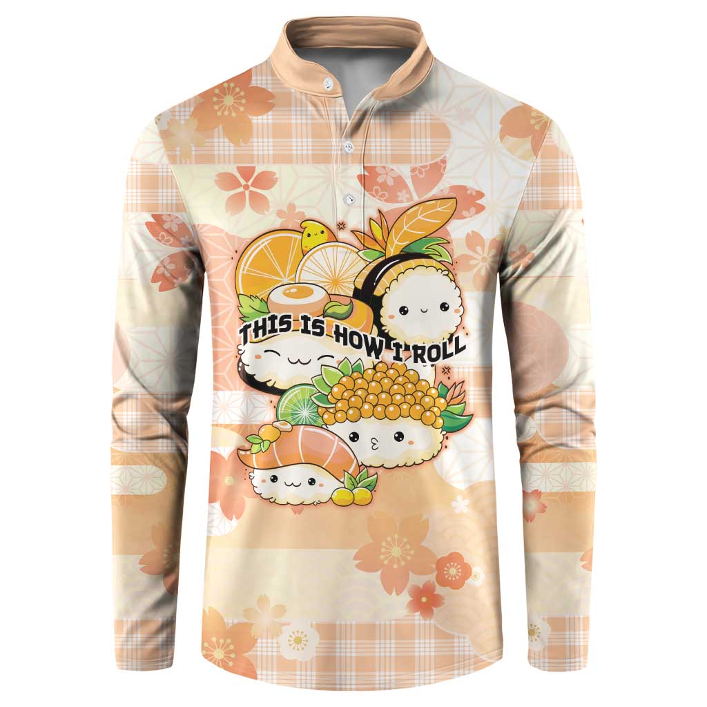 Personalized Japanese Kawaii Sushi Button Sweatshirt Peach Wagara Palaka This Is How I Roll LT9 Peach - Polynesian Pride