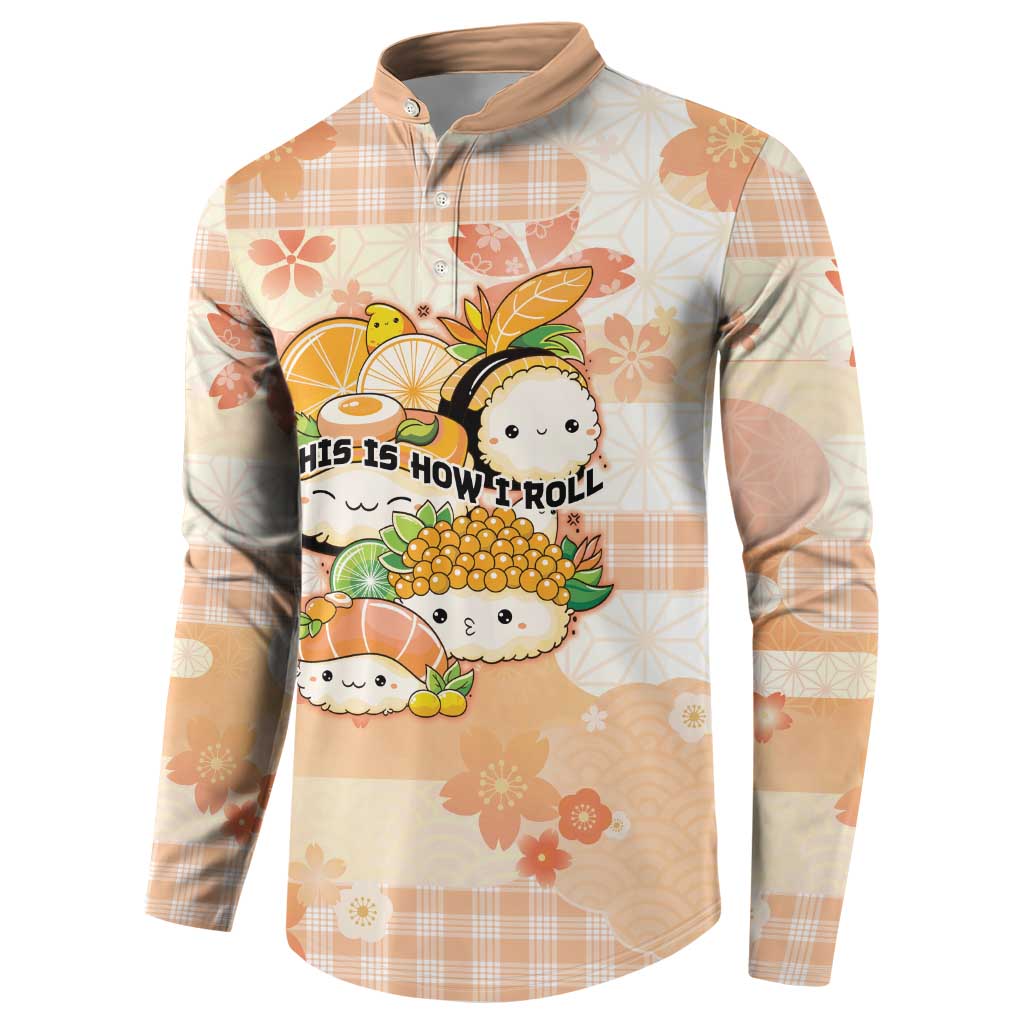 Personalized Japanese Kawaii Sushi Button Sweatshirt Peach Wagara Palaka This Is How I Roll LT9 - Polynesian Pride