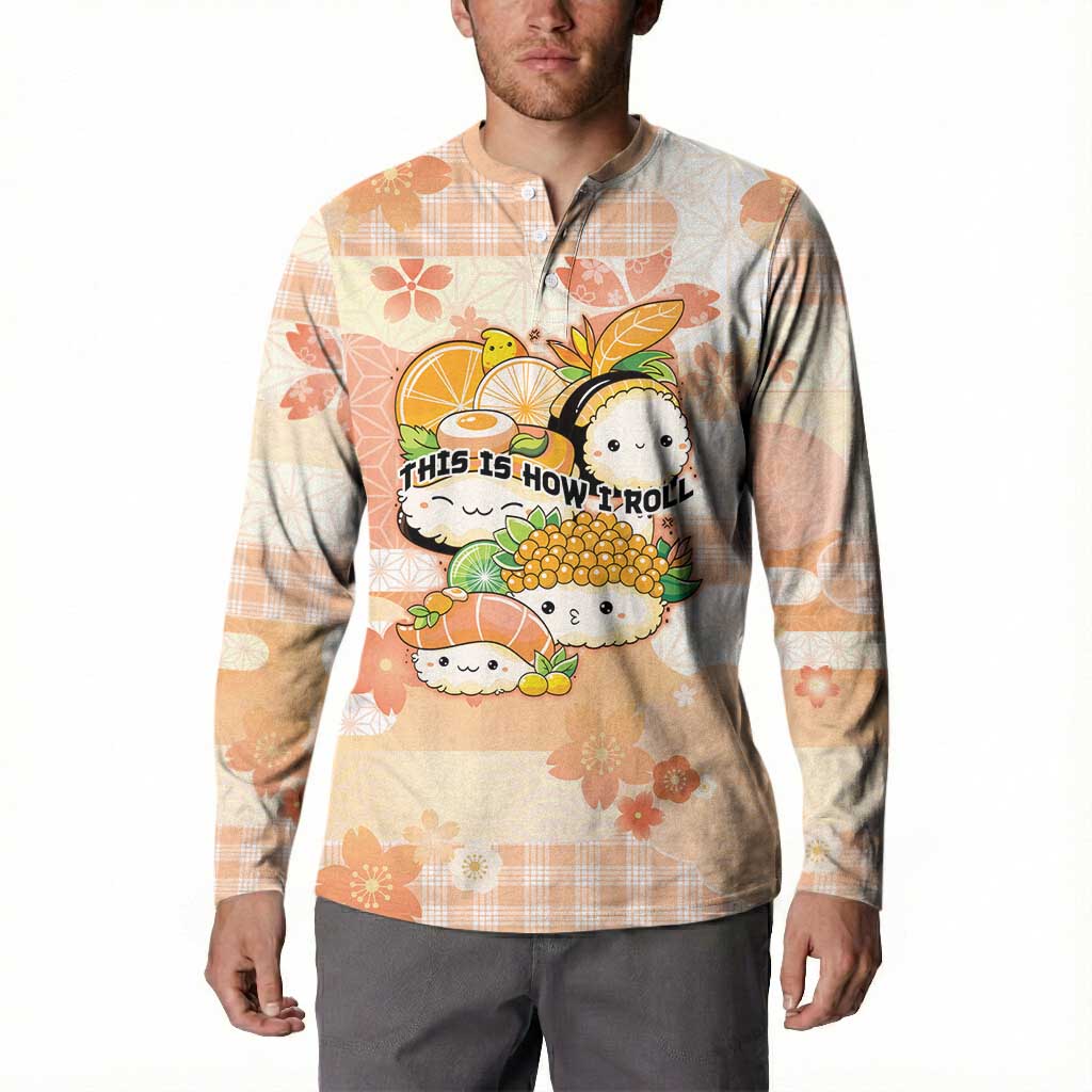 Personalized Japanese Kawaii Sushi Button Sweatshirt Peach Wagara Palaka This Is How I Roll LT9 - Polynesian Pride