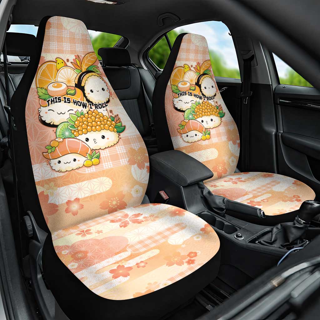 Japanese Kawaii Sushi Car Seat Cover Peach Wagara Palaka This Is How I Roll LT9 One Size Peach - Polynesian Pride