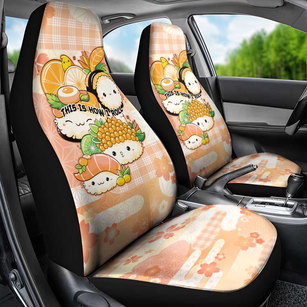 Japanese Kawaii Sushi Car Seat Cover Peach Wagara Palaka This Is How I Roll LT9 - Polynesian Pride