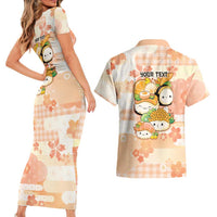 Personalized Japanese Kawaii Sushi Couples Matching Short Sleeve Bodycon Dress and Hawaiian Shirt Peach Wagara Palaka This Is How I Roll