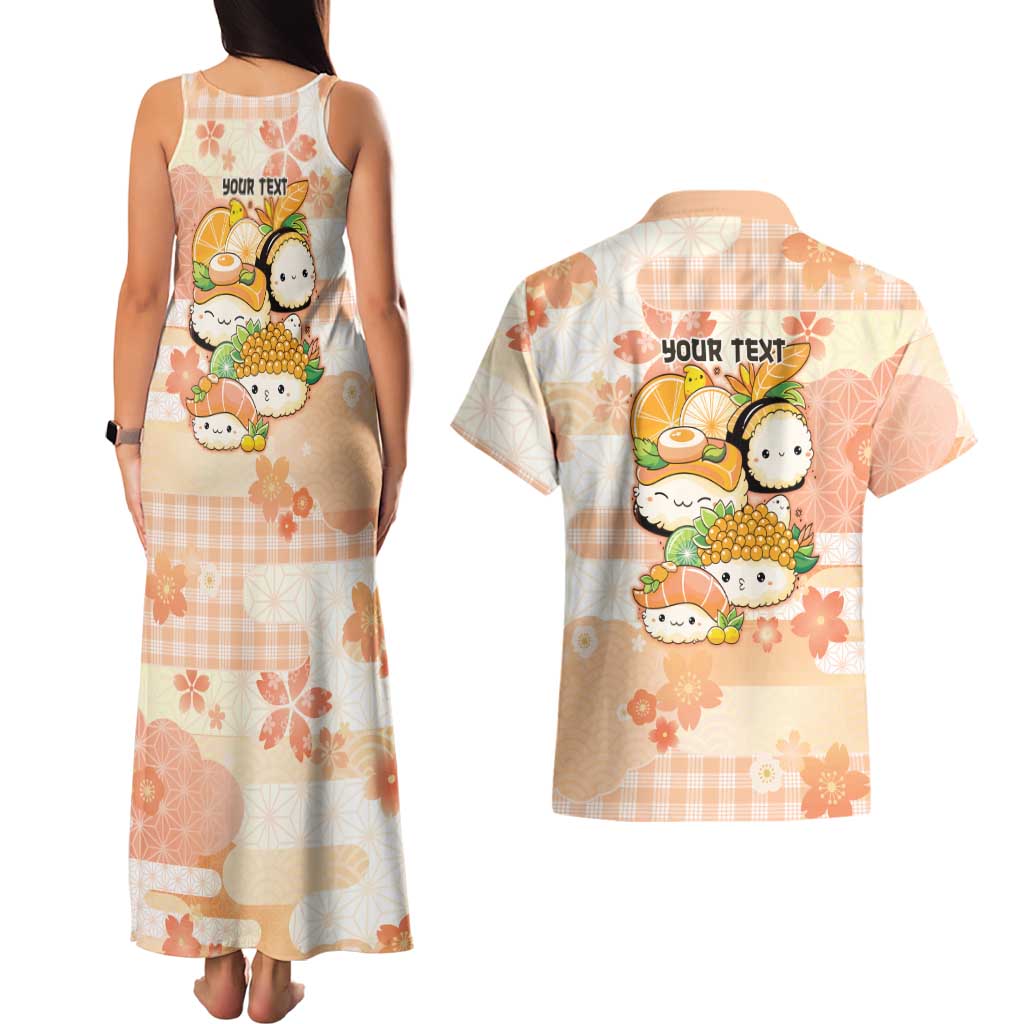 Personalized Japanese Kawaii Sushi Couples Matching Tank Maxi Dress and Hawaiian Shirt Peach Wagara Palaka This Is How I Roll