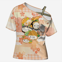 Personalized Japanese Kawaii Sushi Cross Shoulder Shirt Peach Wagara Palaka This Is How I Roll LT9 Female Peach - Polynesian Pride