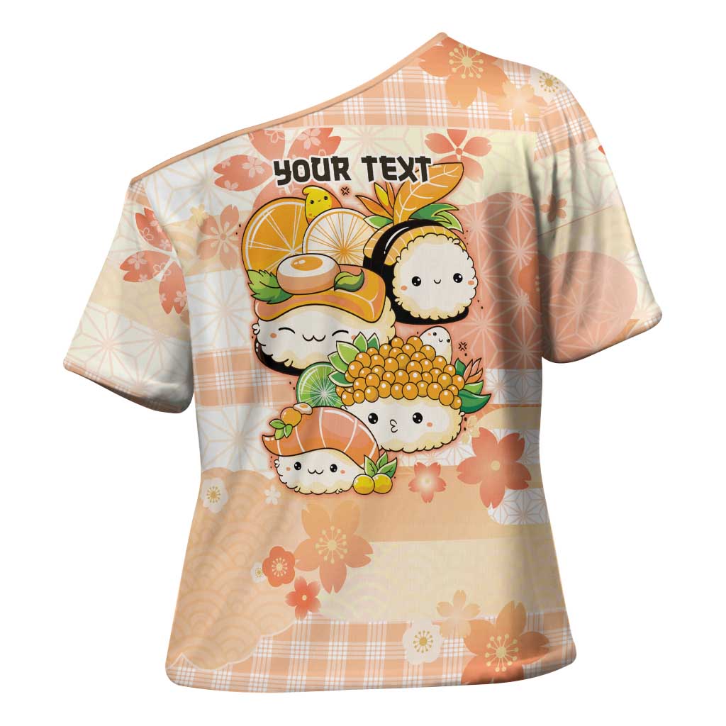 Personalized Japanese Kawaii Sushi Cross Shoulder Shirt Peach Wagara Palaka This Is How I Roll LT9 - Polynesian Pride