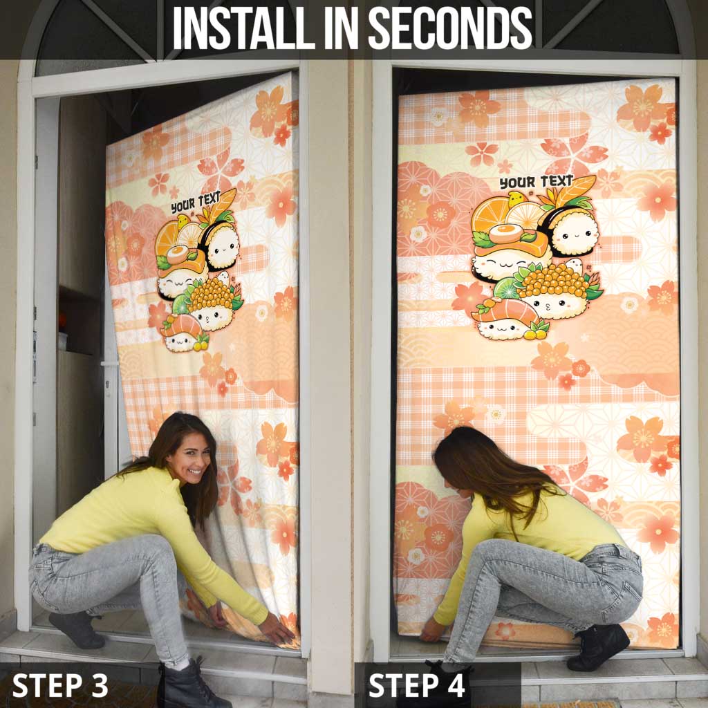 Personalized Japanese Kawaii Sushi Door Cover Peach Wagara Palaka This Is How I Roll LT9 - Polynesian Pride