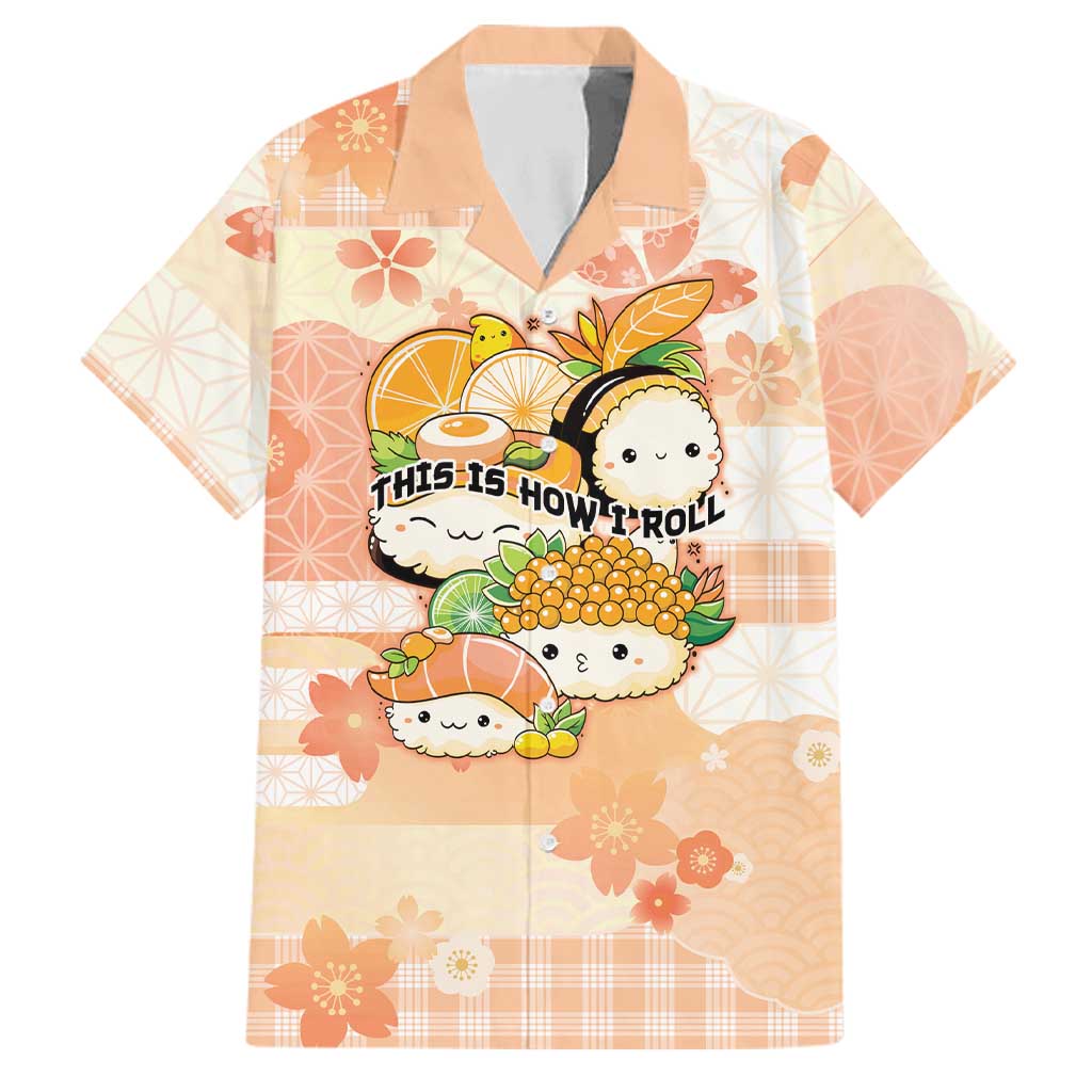 Personalized Japanese Kawaii Sushi Family Matching Off Shoulder Maxi Dress and Hawaiian Shirt Peach Wagara Palaka This Is How I Roll