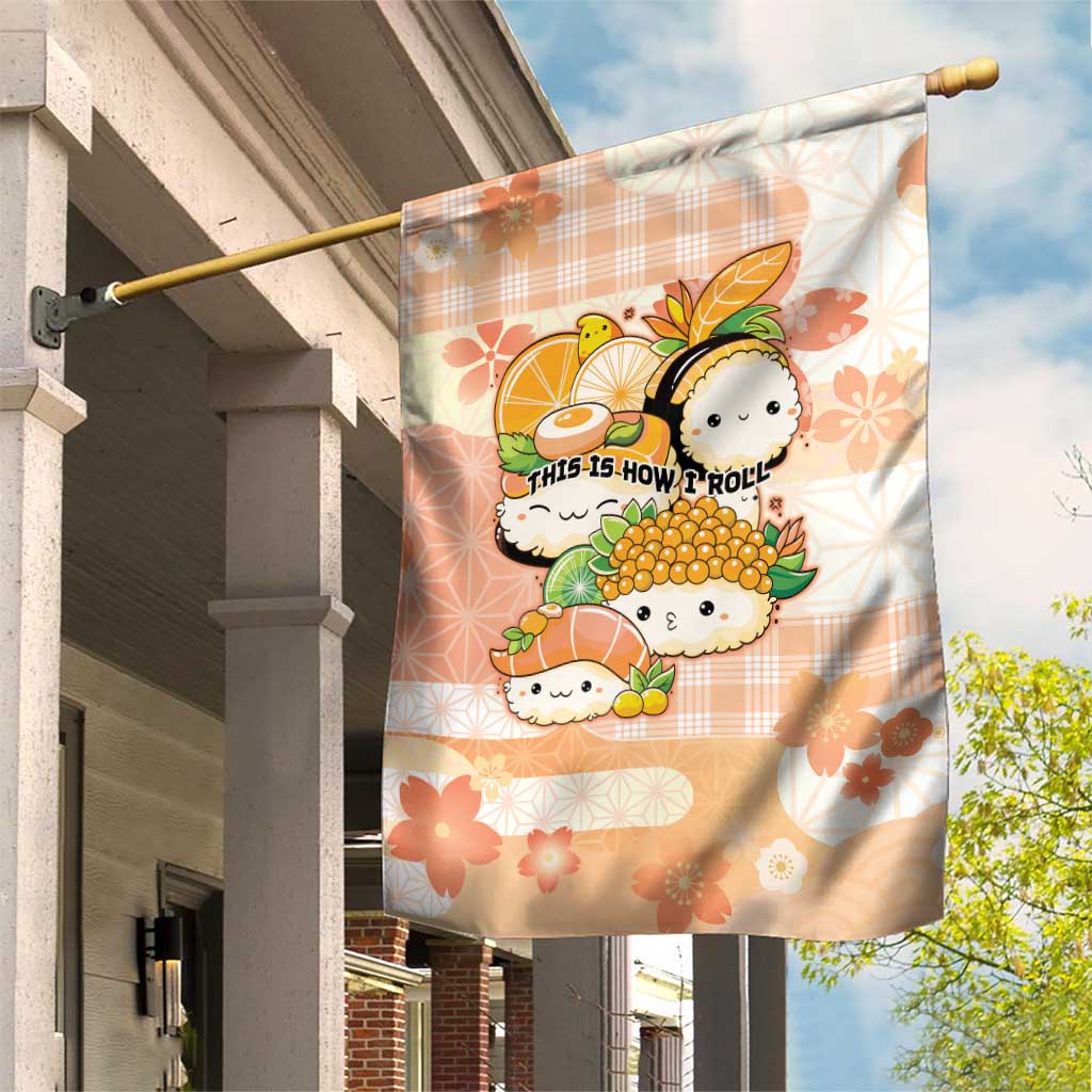 Japanese Kawaii Sushi Garden Flag Peach Wagara Palaka This Is How I Roll LT9 House Flag Peach - Polynesian Pride