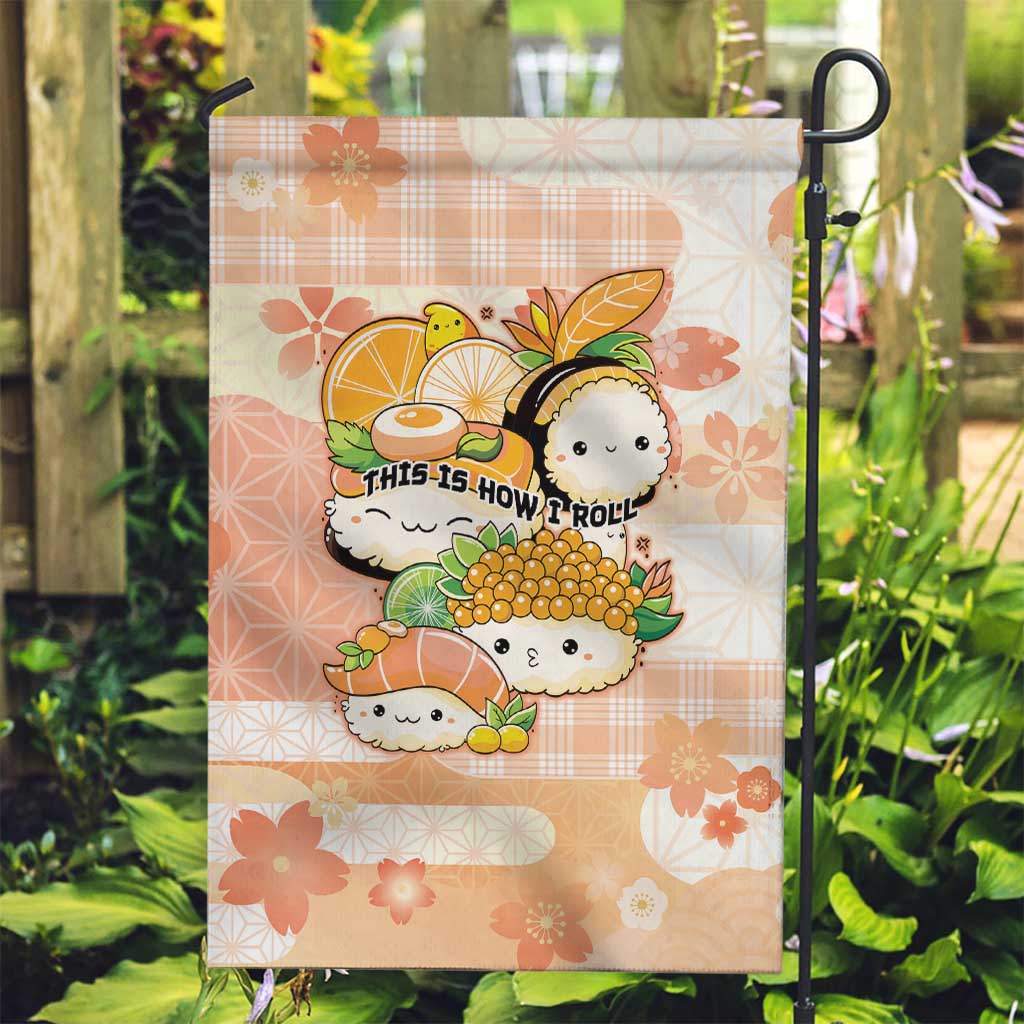 Japanese Kawaii Sushi Garden Flag Peach Wagara Palaka This Is How I Roll LT9 Garden Flag Peach - Polynesian Pride