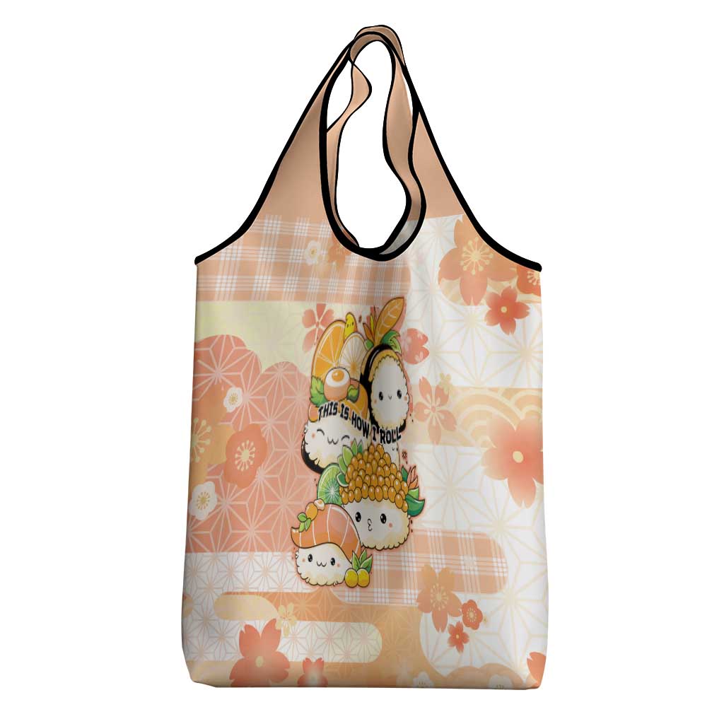 Japanese Kawaii Sushi Grocery Bag Peach Wagara Palaka This Is How I Roll LT9 - Polynesian Pride