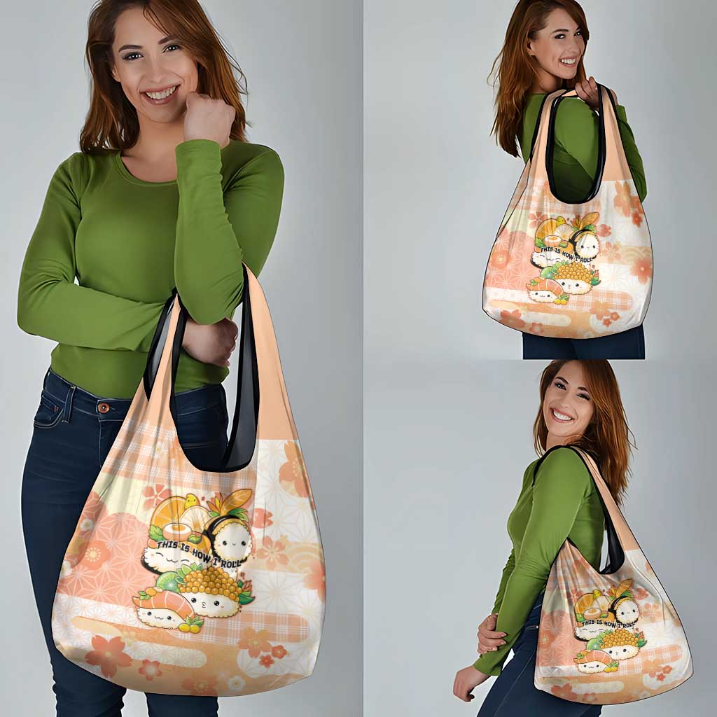 Japanese Kawaii Sushi Grocery Bag Peach Wagara Palaka This Is How I Roll LT9 - Polynesian Pride
