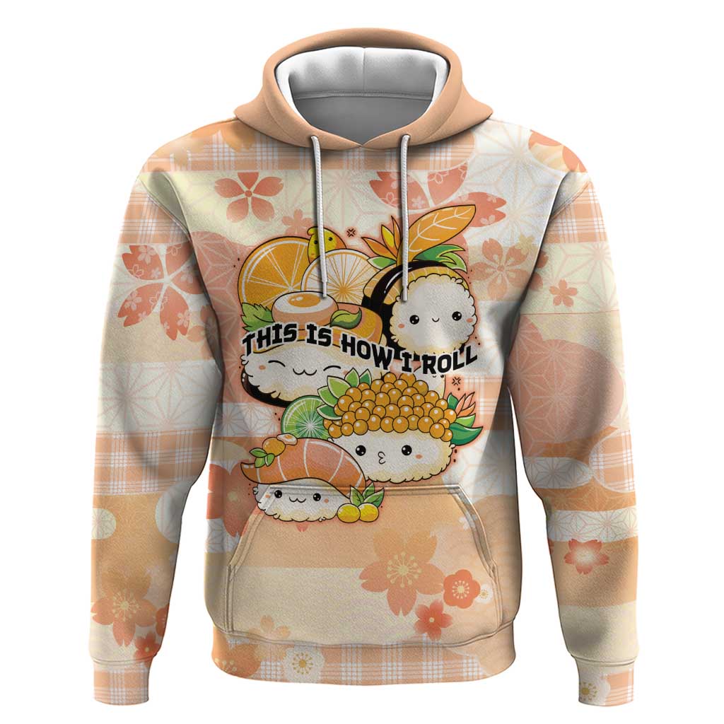 Personalized Japanese Kawaii Sushi Hoodie Peach Wagara Palaka This Is How I Roll LT9 Pullover Hoodie Peach - Polynesian Pride