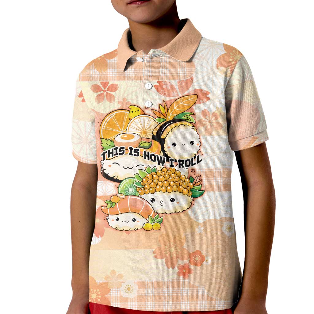 Personalized Japanese Kawaii Sushi Kid Polo Shirt Peach Wagara Palaka This Is How I Roll LT9 Kid Peach - Polynesian Pride