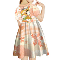 Personalized Japanese Kawaii Sushi Kid Short Sleeve Dress Peach Wagara Palaka This Is How I Roll LT9 - Polynesian Pride