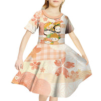 Personalized Japanese Kawaii Sushi Kid Short Sleeve Dress Peach Wagara Palaka This Is How I Roll LT9 - Polynesian Pride