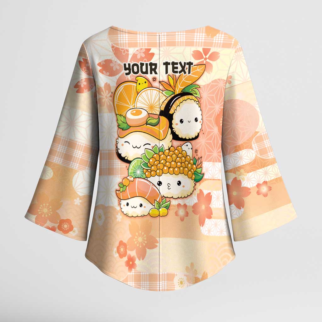 Personalized Japanese Kawaii Sushi Kimono Sleeve Blouse Peach Wagara Palaka This Is How I Roll LT9 - Polynesian Pride