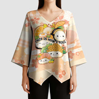 Personalized Japanese Kawaii Sushi Kimono Sleeve Blouse Peach Wagara Palaka This Is How I Roll LT9 - Polynesian Pride
