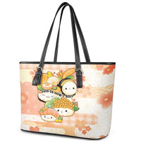 Japanese Kawaii Sushi Leather Tote Bag Peach Wagara Palaka This Is How I Roll LT9 - Polynesian Pride